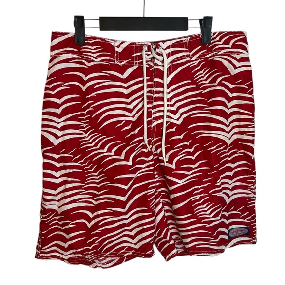 Vineyard Vines Red Wave Swim Trunks - Picture 1 of 4